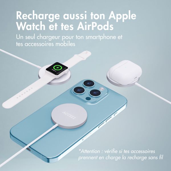 Accezz Wireless Charger USB-C - Chargeur MagSafe sans fil - 1 mètre - Blanc
