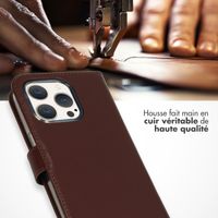 Selencia Étui portefeuille en cuir véritable Apple iPhone 15 Pro - Marron