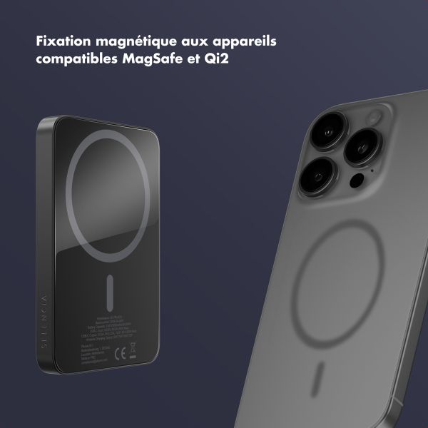 Selencia Powerbank Vivid 5 000 mAh - MagSafe et Qi2 - Noir / Chic Marble Black