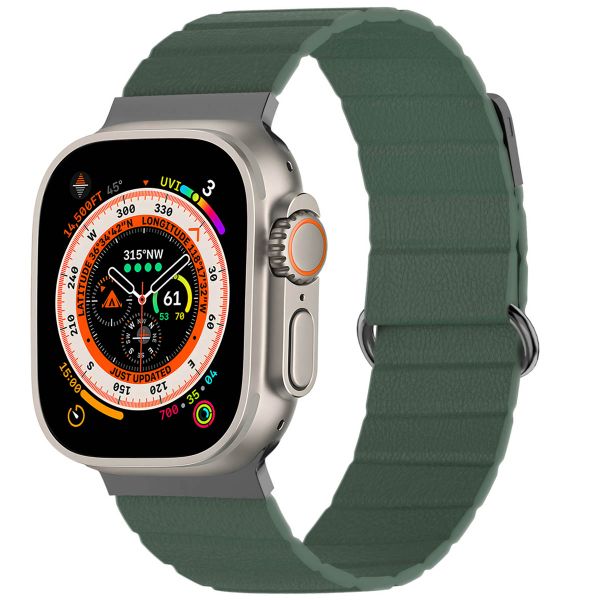 imoshion Bracelet en cuir magnétique Apple Watch Series 1-10 / SE / Ultra (2) - 42/44/45/46/49 mm - Vert