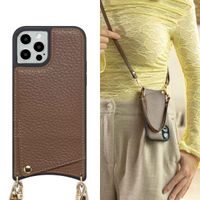 Selencia Coque de télephone Nova avec cordon et porte-cartes Apple iPhone 12 (Pro) - Mocha Brown