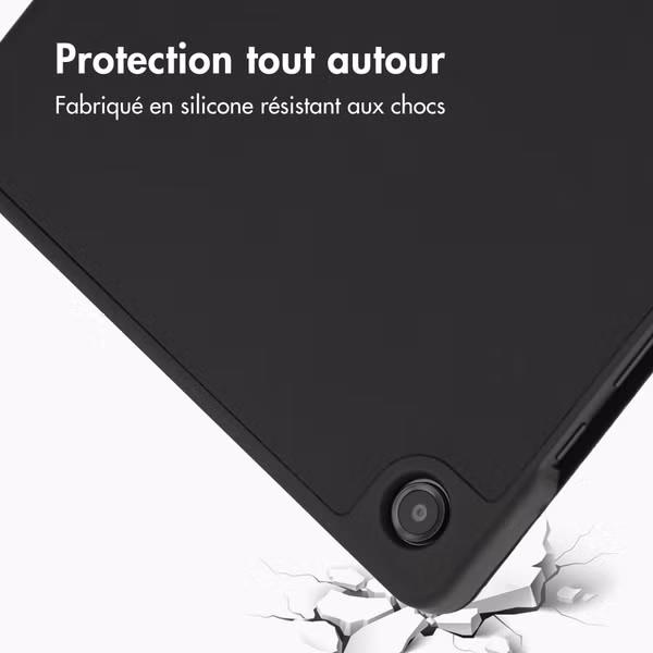 Accezz Coque tablette portefeuille Smart Silicone Samsung Galaxy Tab A11 Plus / A9 Plus - Noir