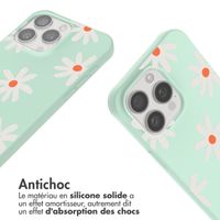 imoshion Coque design en silicone avec cordon Apple iPhone 15 Pro - Green Flower Distance