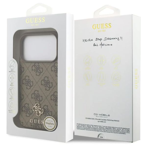 Guess Coque 4G Metal Logo MagSafe Apple iPhone 17 Pro Max - Marron