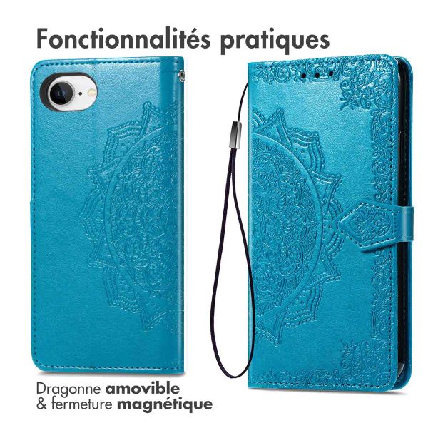 imoshion Etui de téléphone portefeuille Mandala iPhone SE 4 - Turquoise