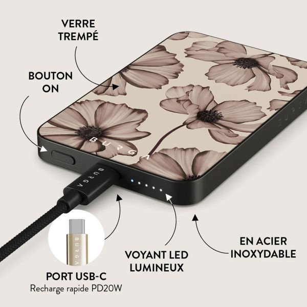 Burga Powerbank magnétique 5 000 mAh - MagSafe et Qi2 - Barely Yours / Gunmetal