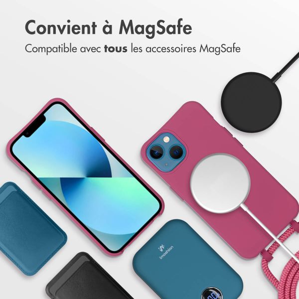 imoshion Coque arrière Color avec cordon amovible et MagSafe Apple iPhone 13 - Raspberry
