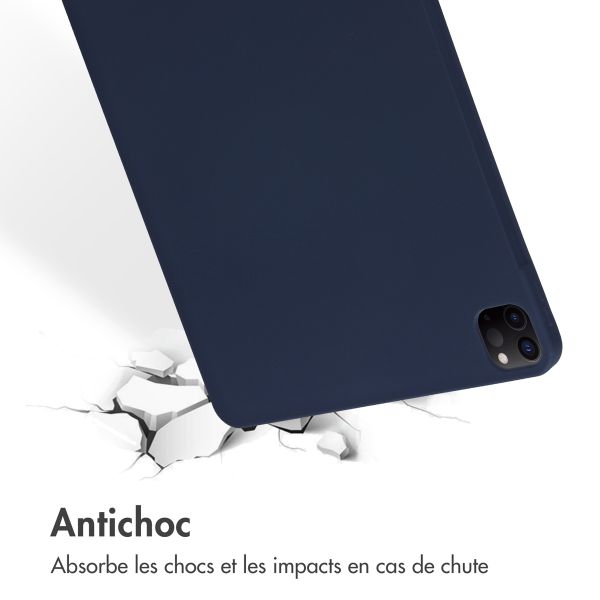 Accezz Coque Liquid Silicone avec porte-stylet Apple iPad Pro 12.9 (2022) / Pro 12.9 (2021) / Pro 12.9 (2020) - Bleu foncé