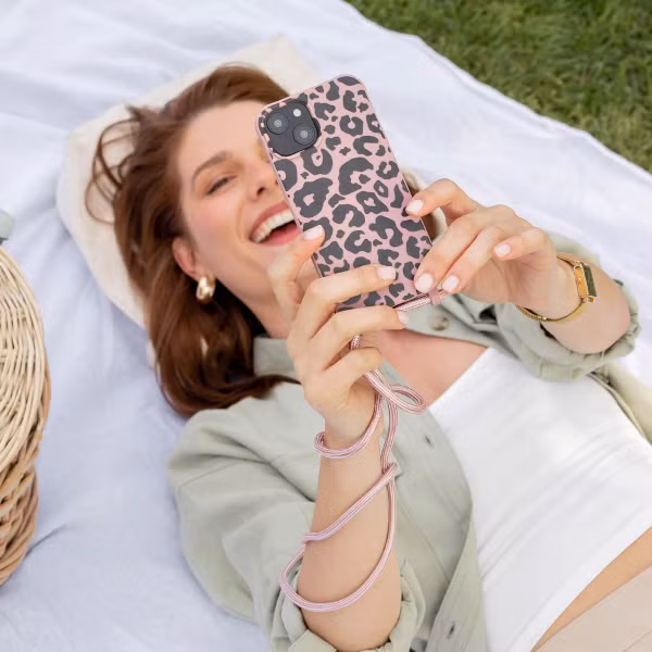 imoshion Coque design en silicone avec cordon Samsung Galaxy A54 (5G) - Animal Pink