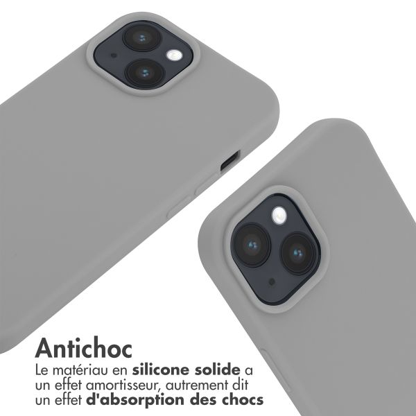 imoshion ﻿Coque en silicone avec cordon iPhone 15 - Gris clair