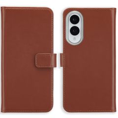 Selencia Étui portefeuille en cuir véritable Samsung Galaxy S25 Edge - Marron clair