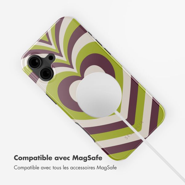 Selencia Coque arrière Vivid avec MagSafe Apple iPhone 16 - Double Hearts Plum Fern