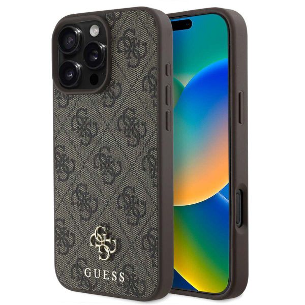 Guess Coque 4G Metal Logo MagSafe iPhone 16 Pro - Brun