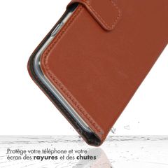 Selencia Étui de téléphone portefeuille en cuir véritable Samsung Galaxy S25 Ultra - Brun clair