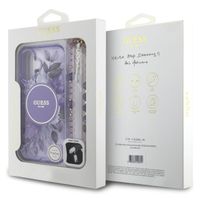 Guess MagSafe IML Flowers Case avec beads strap Apple iPhone 16 - Purple
