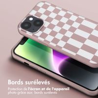 Selencia Coque design en silicone avec cordon amovible Apple iPhone 14 - Irregular Check Sand Pink
