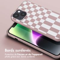 Selencia ﻿Coque design en silicone avec cordon amovible iPhone 14 - Irregular Check Sand Pink