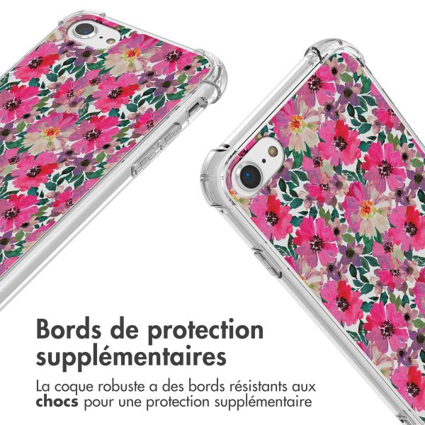 imoshion Coque Design avec cordon Apple iPhone SE (2022 / 2020) / 8 / 7 - Flower Water