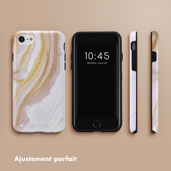 Selencia Coque arrière Vivid Apple iPhone SE (2022 / 2020) / 8 / 7 / 6(s) - Chic Marble Gold