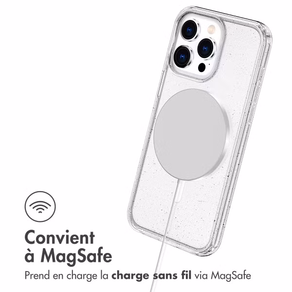 imoshion Coque Pailletée avec MagSafe Apple iPhone 15 Pro Max - Paillettes Transparent