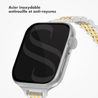 Selencia Bracelet en acier slim style Jubilee Apple Watch Series 1 t/m 9 / SE (38/40/41 mm) | Series 10 / 11 (42 mm) - Argent et Or