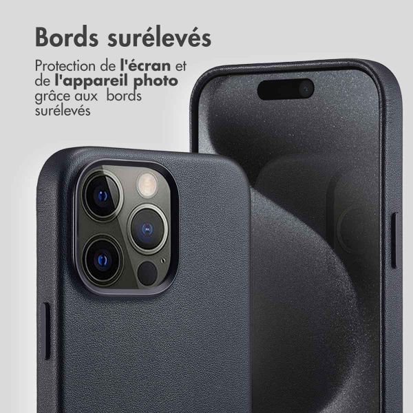 Accezz Coque arrière en cuir avec MagSafe iPhone 15 Pro Max - Onyx Black