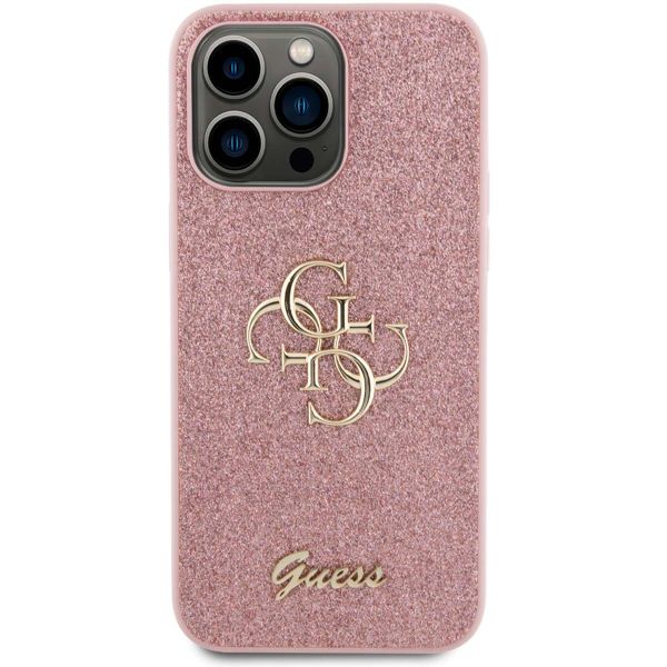 Guess Coque 4G Metal Logo Glitter Apple iPhone 15 Pro Max - Rose