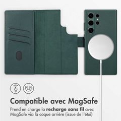 Accezz Étui de téléphone portefeuille en cuir 2-en-1 avec MagSafe Samsung Galaxy S24 Ultra - Cedar Green