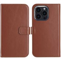 Selencia Étui portefeuille en cuir véritable Apple iPhone 16 Pro - Lichtbruin