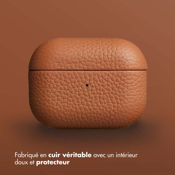 Accezz Coque en Cuir véritable Apple AirPods Pro - Cognac