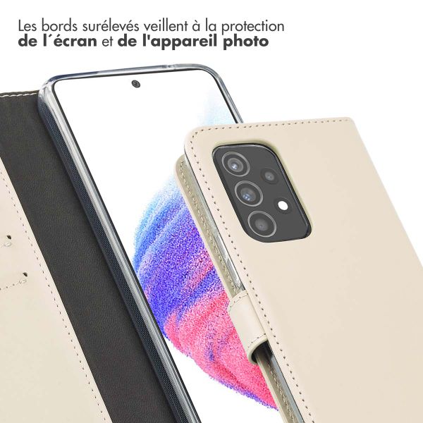 Selencia Étui portefeuille en cuir véritable Samsung Galaxy A53 - Greige