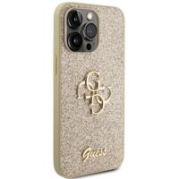 Guess Coque 4G Metal Logo Glitter Backcover iPhone 15 Pro Max - Dorée