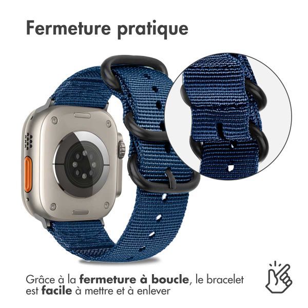 imoshion Bracelet en nylon Apple Watch Series 1-10 / SE / Ultra (2) - 42/44/45/46/49 mm - Bleu foncé