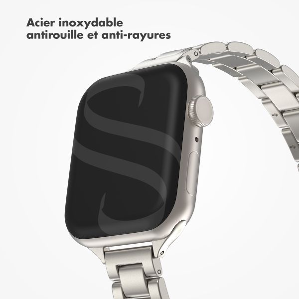 Selencia Bracelet à maillons fin en acier Apple Watch Series 1 t/m 9 / SE (38/40/41 mm) | Series 10 / 11 (42 mm) - Lumière stellaire