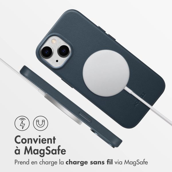 Accezz Coque arrière en cuir avec MagSafe Apple iPhone 15 - Nightfall Blue