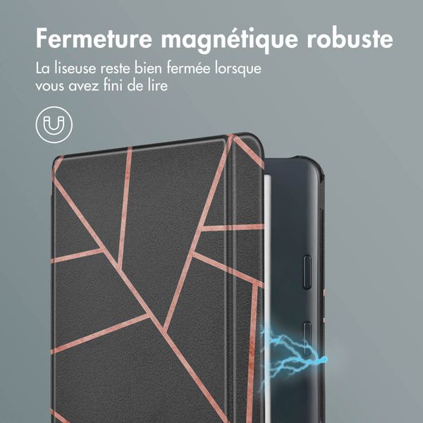 imoshion Design Slim Hard Sleepcover avec support Kobo Libra Colour - Black Graphic