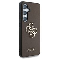 Guess Coque 4G Metal Logo Saffiano Samsung Galaxy S25 Plus - Marron