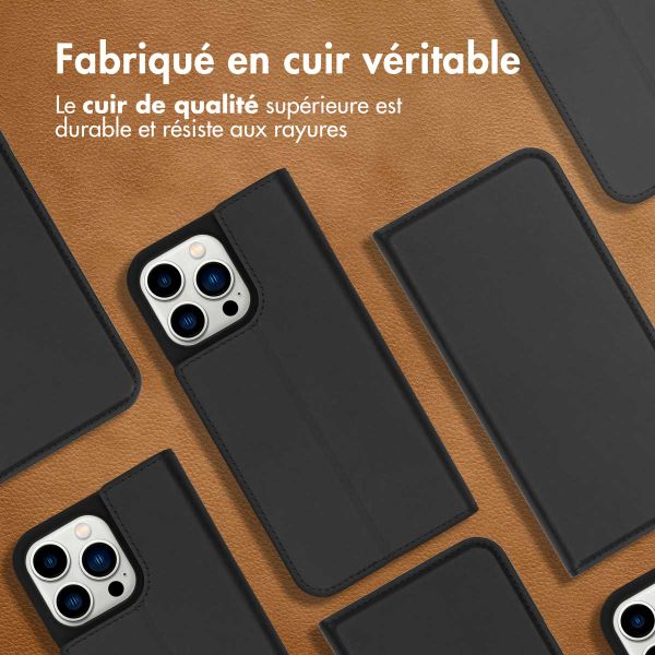 Accezz Étui de télephone Slim Folio en cuir de qualité supérieure Apple iPhone 14 Pro Max - Noir