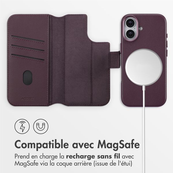 Accezz Étui de télephone portefeuille en cuir 2-en-1 avec MagSafe Apple iPhone 17 - Heath Purple