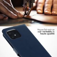 Selencia Étui portefeuille en cuir véritable Fairphone 6 - Bleu foncé