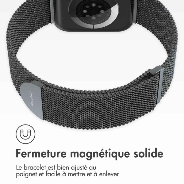 imoshion Bracelet magnétique milanais Apple Watch Series 1 - 11 / SE / Ultra (44/45/46/49 mm) - Taille M - Space Grey