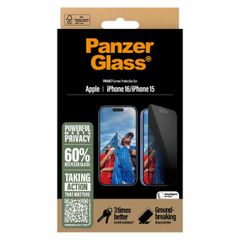 PanzerGlass ﻿Protection d'écran Privacy Ultra-Wide Fit Anti-bactérienne avec applicateur Apple iPhone 16
