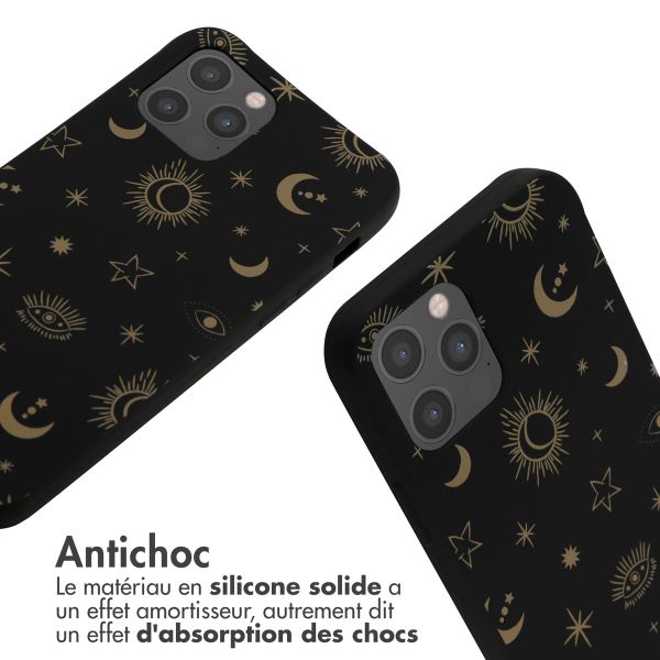 imoshion Coque design en silicone avec cordon Apple iPhone 12 (Pro) - Sky Black
