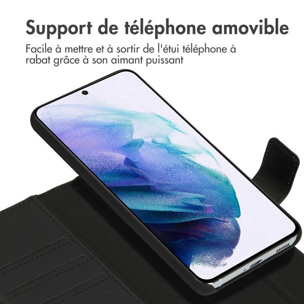 Accezz Étui de téléphone portefeuille en cuir de qualité supérieure 2 en 1 Samsung Galaxy S21 - Noir