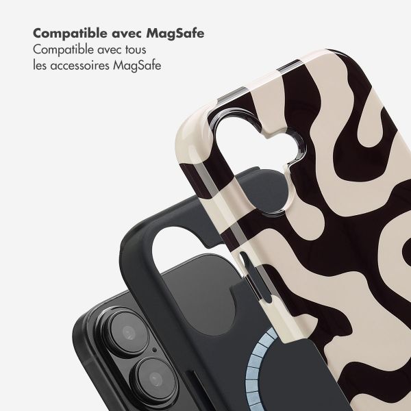 Selencia Coque arrière Vivid Tough avec MagSafe iPhone 16 - Art Wave Black