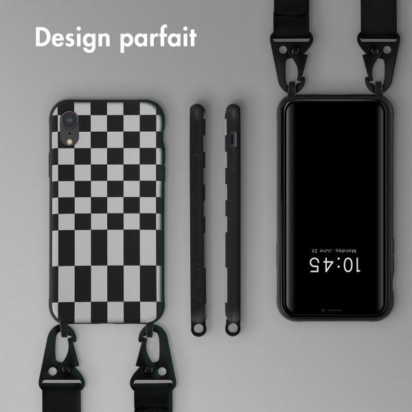 Selencia Coque design en silicone avec cordon amovible Apple iPhone Xr - Irregular Check Black