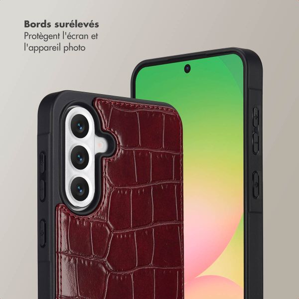 Selencia Coque de télephone Nova Croco avec cordon et porte-cartes Samsung Galaxy A56 - Burgundy