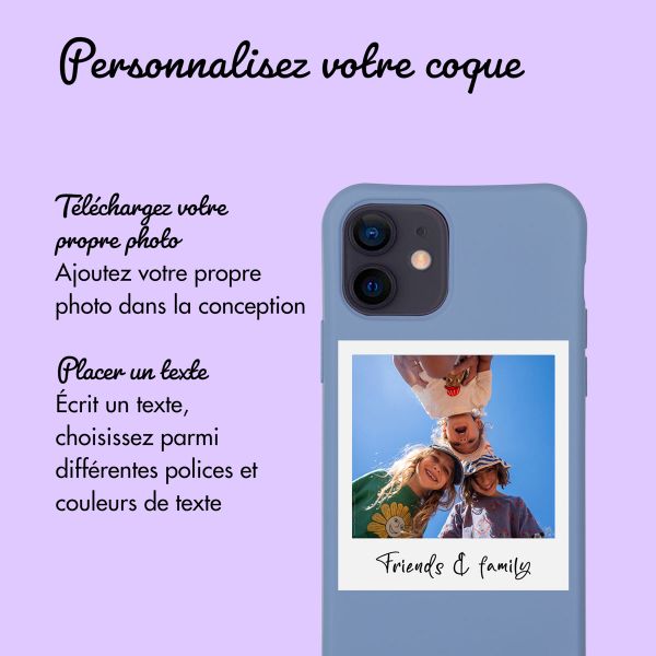 Coque de couleur personnalisée MagSafe avec cordon amovible et Polaroid iPhone 12 Pro - Ash Blue