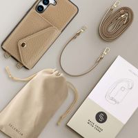 Selencia Coque à cordon avec porte-cartes enveloppe Sera Samsung Galaxy S25 - Beige