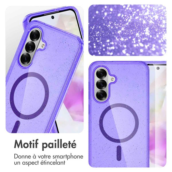 imoshion Coque Pailletée avec MagSafe Samsung Galaxy A56 - Paillettes Violet